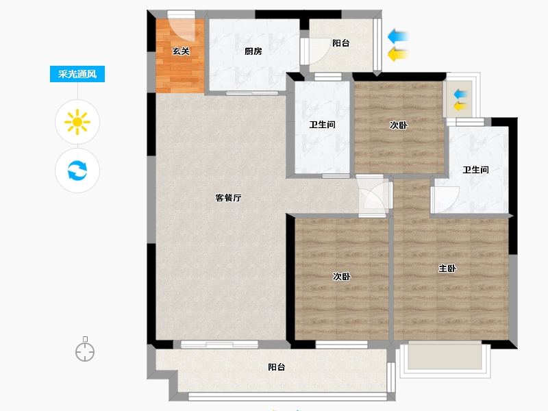 广西壮族自治区-钦州市-敏捷・珑�h湾-89.19-户型库-采光通风