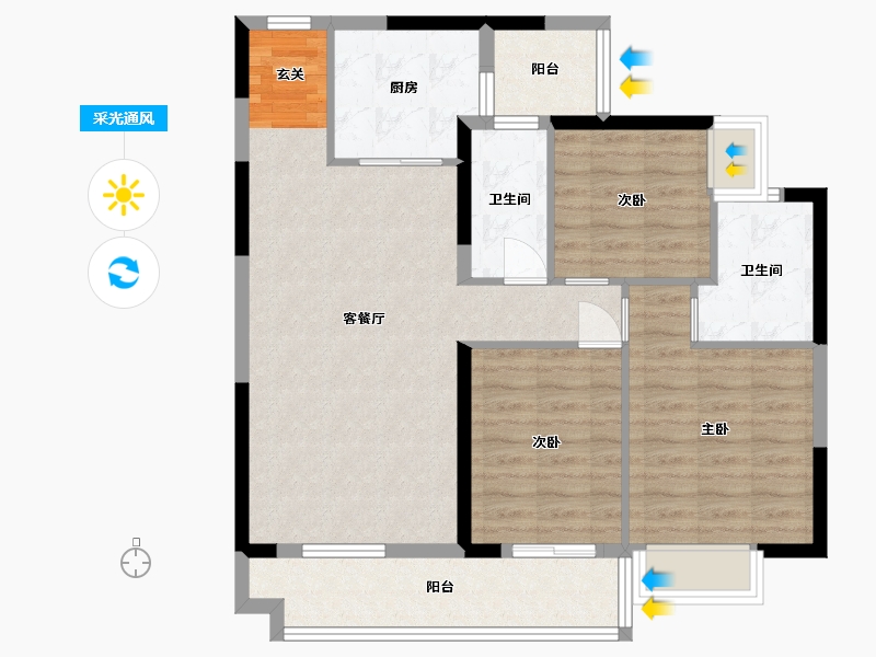 广西壮族自治区-钦州市-敏捷・珑�h湾-89.07-户型库-采光通风