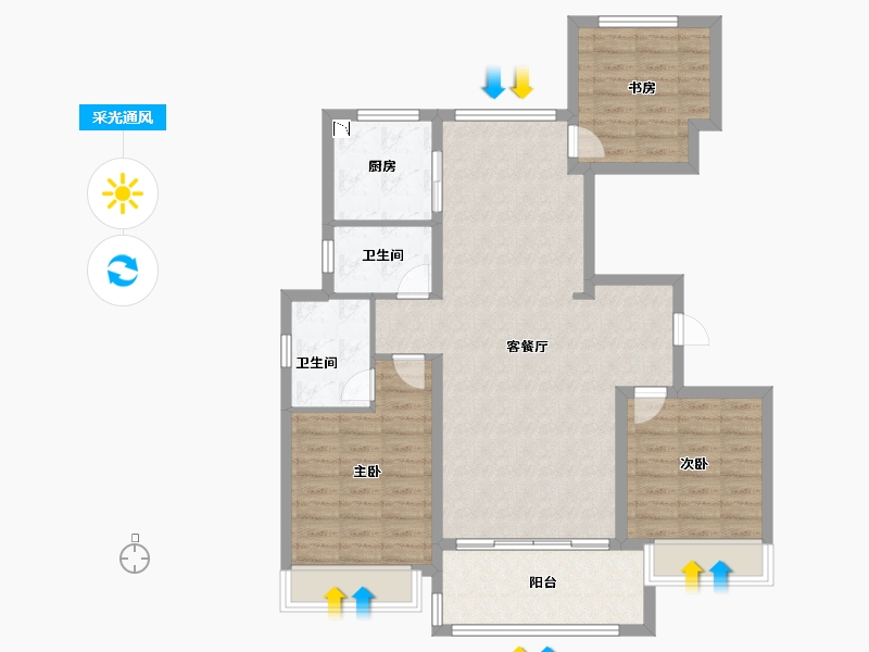 浙江省-温州市-华侨城欢乐天地-93.60-户型库-采光通风