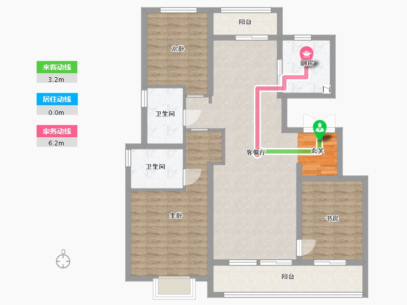 陕西省-西安市-融创・桃源府-104.80-户型库-动静线