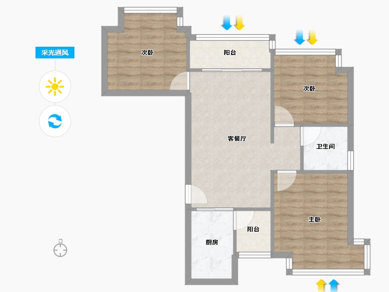 陕西省-西安市-恒大城-65.74-户型库-采光通风