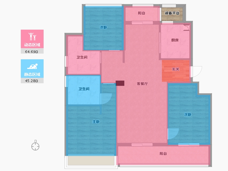 浙江省-舟山市-柳岸晓风花园-100.80-户型库-动静分区