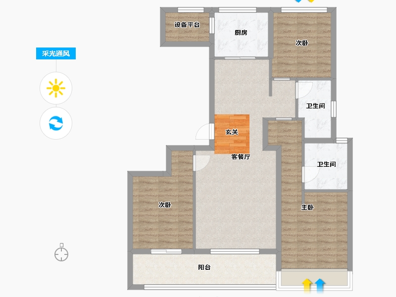 浙江省-舟山市-柳岸晓风花园-99.91-户型库-采光通风