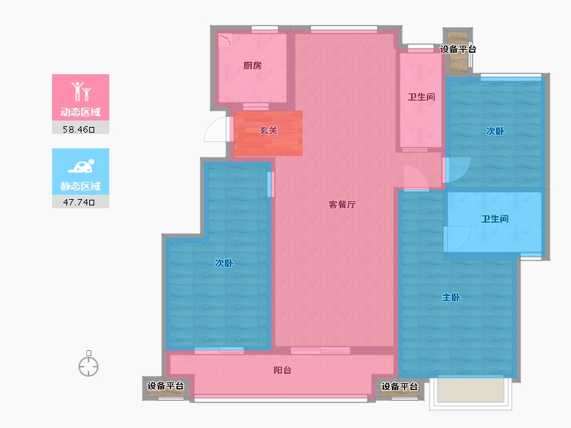 浙江省-舟山市-恒大悦珑湾-96.20-户型库-动静分区