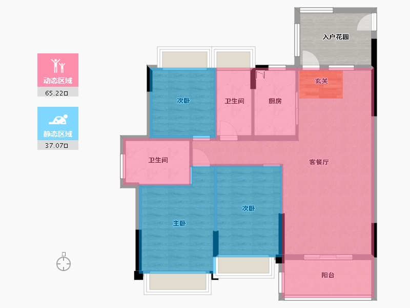 湖南省-湘西土家族苗族自治州-凯盛1号-100.20-户型库-动静分区