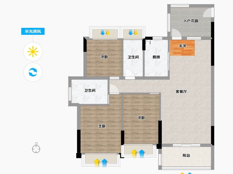 湖南省-湘西土家族苗族自治州-凯盛1号-100.20-户型库-采光通风