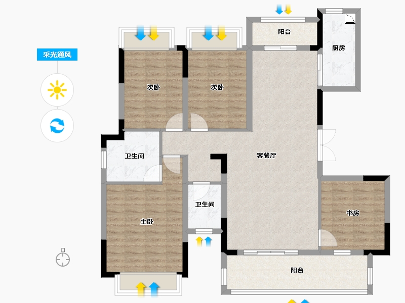 广西壮族自治区-南宁市-大唐印象-114.70-户型库-采光通风