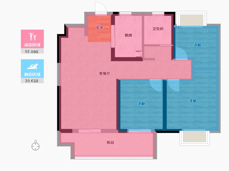 江苏省-常州市-弘阳上坤云�o-76.01-户型库-动静分区