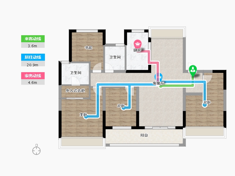 浙江省-温州市-富力中央公园二期-109.86-户型库-动静线