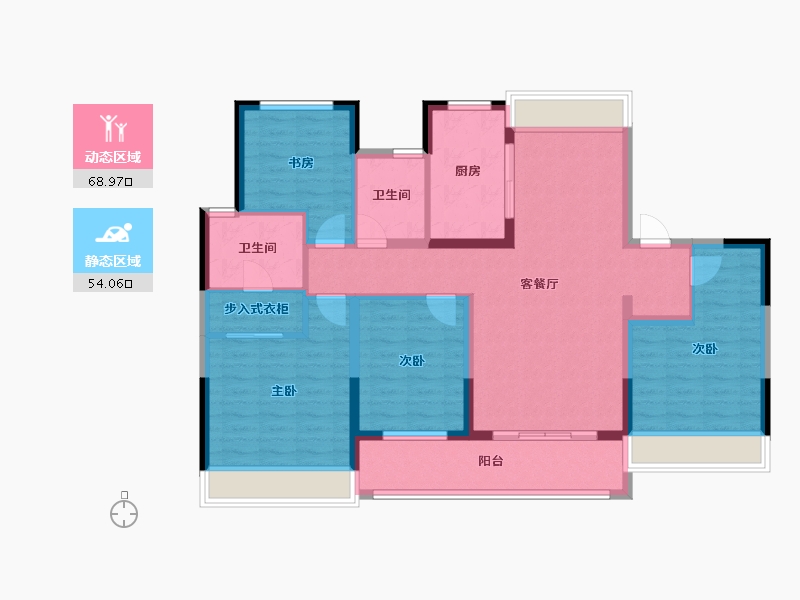 浙江省-温州市-富力中央公园二期-109.86-户型库-动静分区