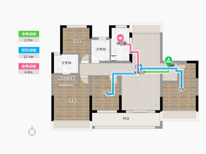 浙江省-温州市-富力中央公园二期-108.68-户型库-动静线