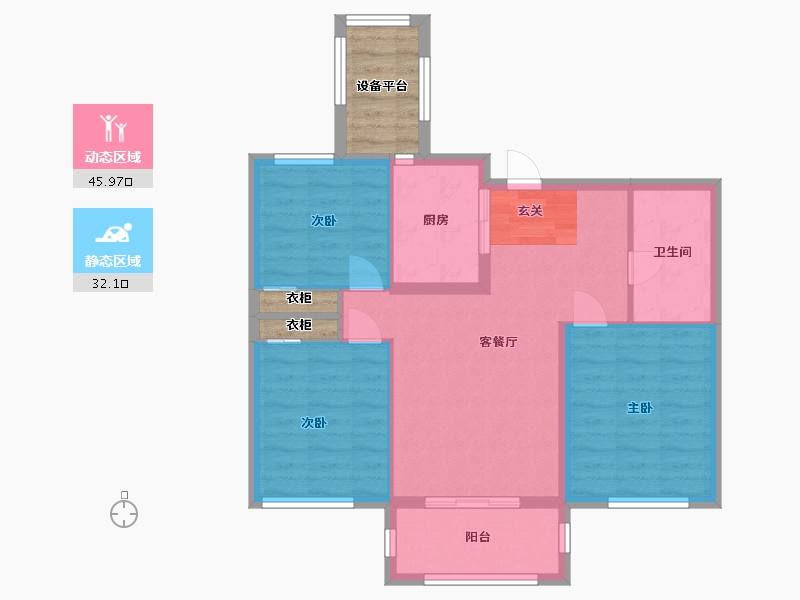 山东省-烟台市-花半里-76.48-户型库-动静分区