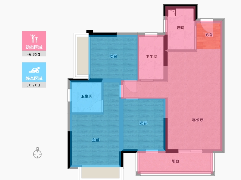 广西壮族自治区-南宁市-盛湖悦景-72.99-户型库-动静分区