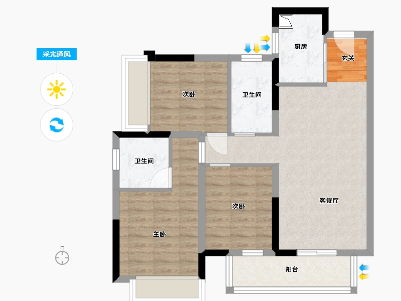 广西壮族自治区-南宁市-盛湖悦景-72.99-户型库-采光通风