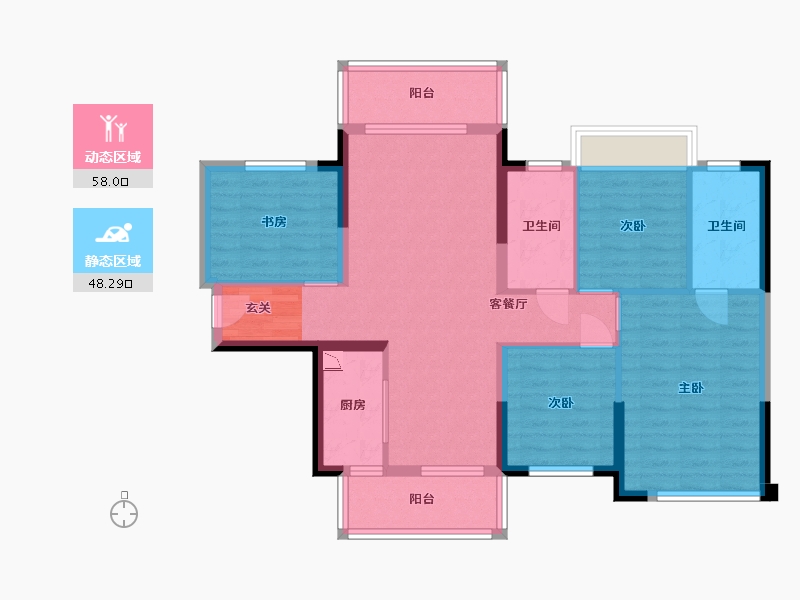 广西壮族自治区-南宁市-盛邦珑悦-94.70-户型库-动静分区