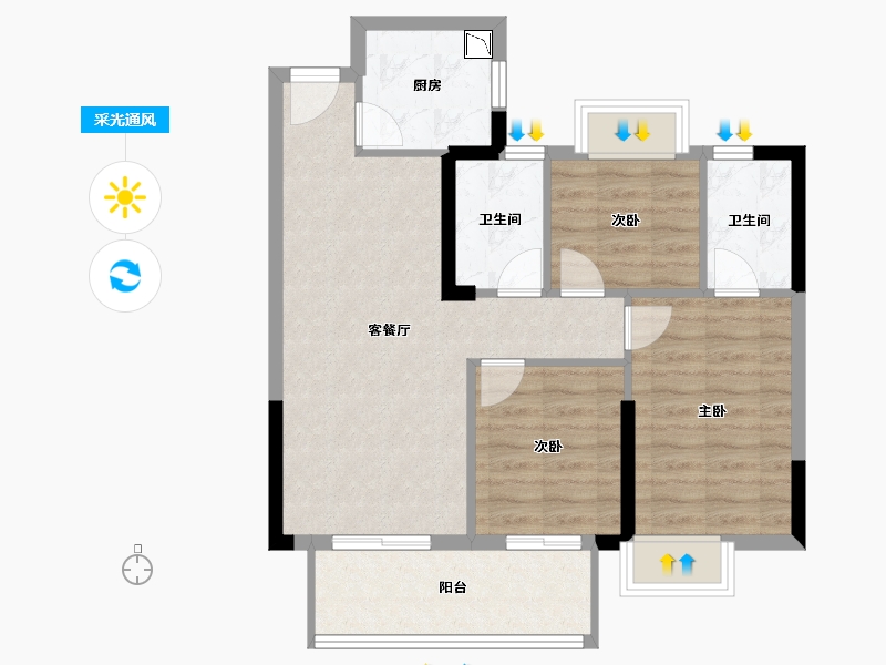 福建省-福州市-滨海・橙里-73.00-户型库-采光通风