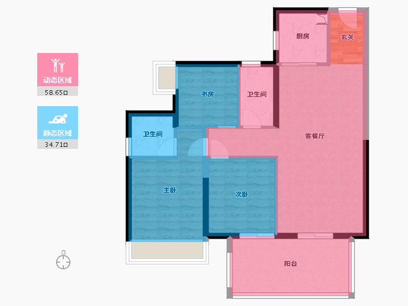 广西壮族自治区-南宁市-凯旋1号上水湾-84.01-户型库-动静分区