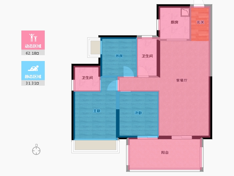 广西壮族自治区-南宁市-凯旋1号上水湾-83.81-户型库-动静分区