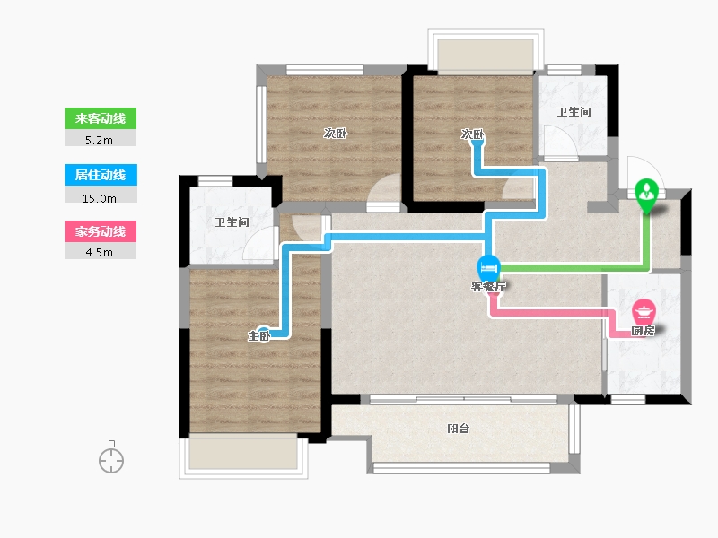 四川省-绵阳市-领地东原阅城-82.63-户型库-动静线