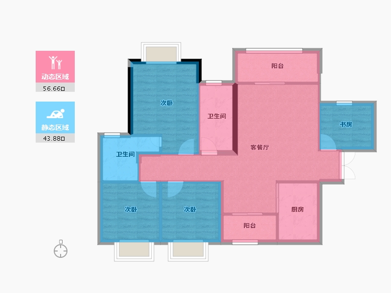 湖南省-常德市-朝阳时光-90.34-户型库-动静分区