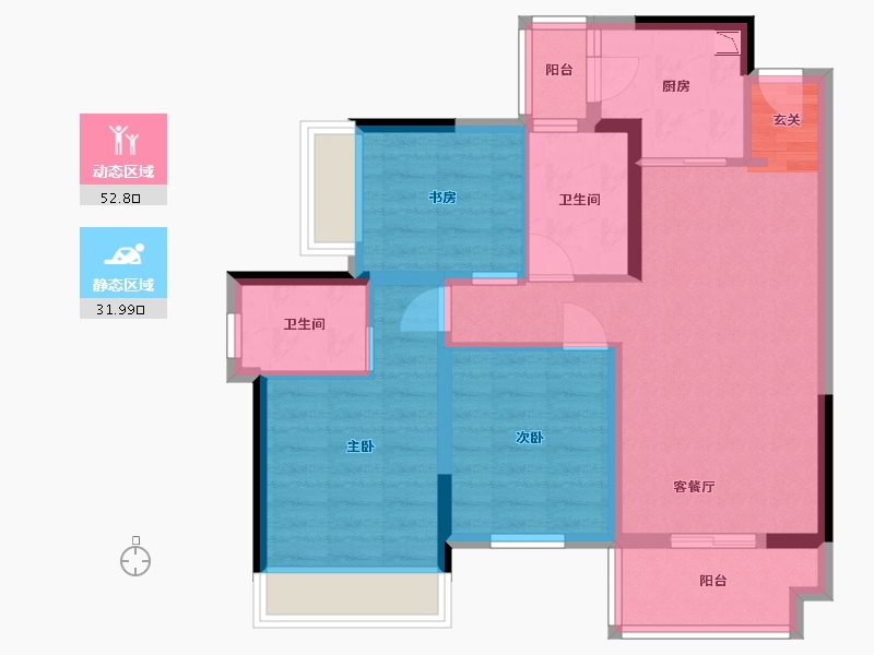 广西壮族自治区-南宁市-悦桂绿地新世界-74.52-户型库-动静分区