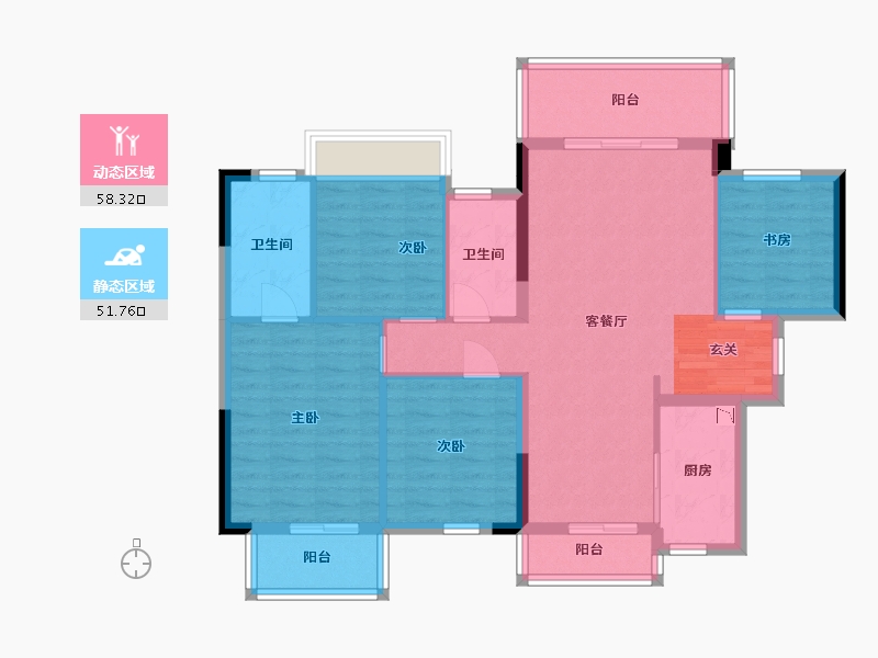 广西壮族自治区-南宁市-盛湖悦景-98.65-户型库-动静分区