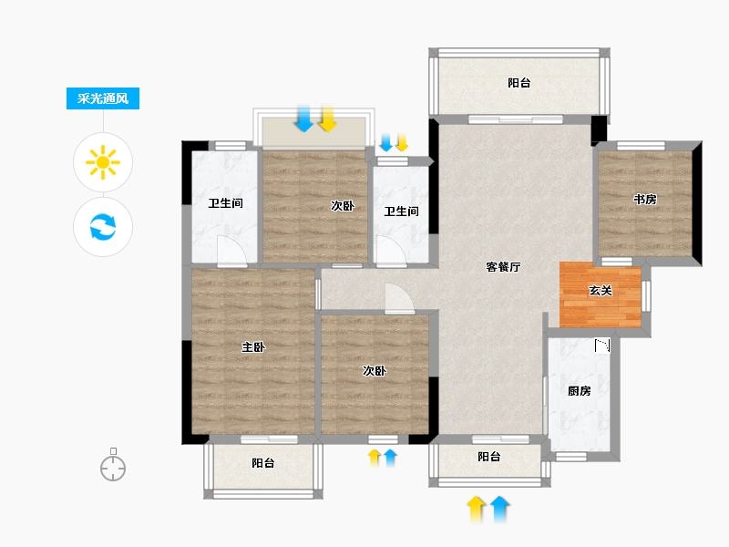 广西壮族自治区-南宁市-盛湖悦景-98.65-户型库-采光通风