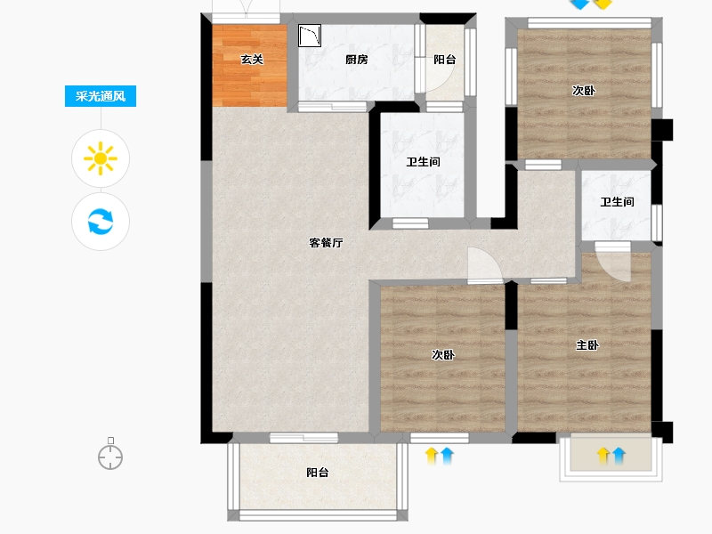 广西壮族自治区-南宁市-路桥壮美山湖-81.69-户型库-采光通风