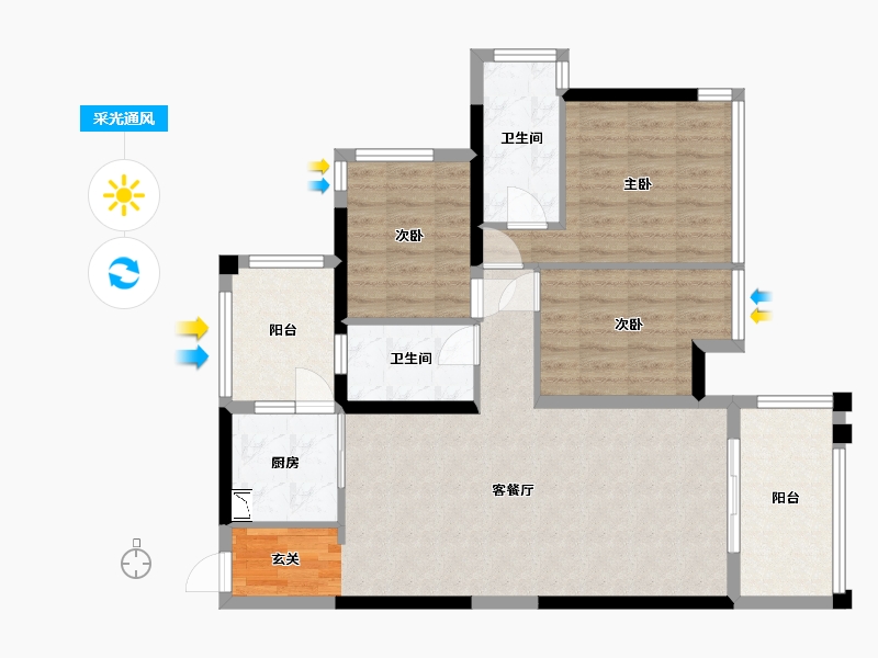 广西壮族自治区-南宁市-天健城天境-89.71-户型库-采光通风