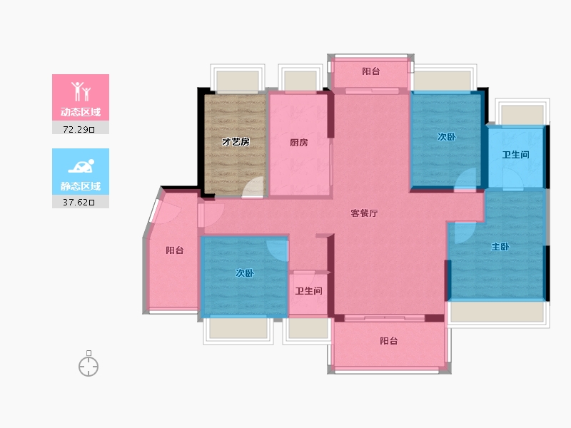 广东省-佛山市-博雅滨江-107.22-户型库-动静分区