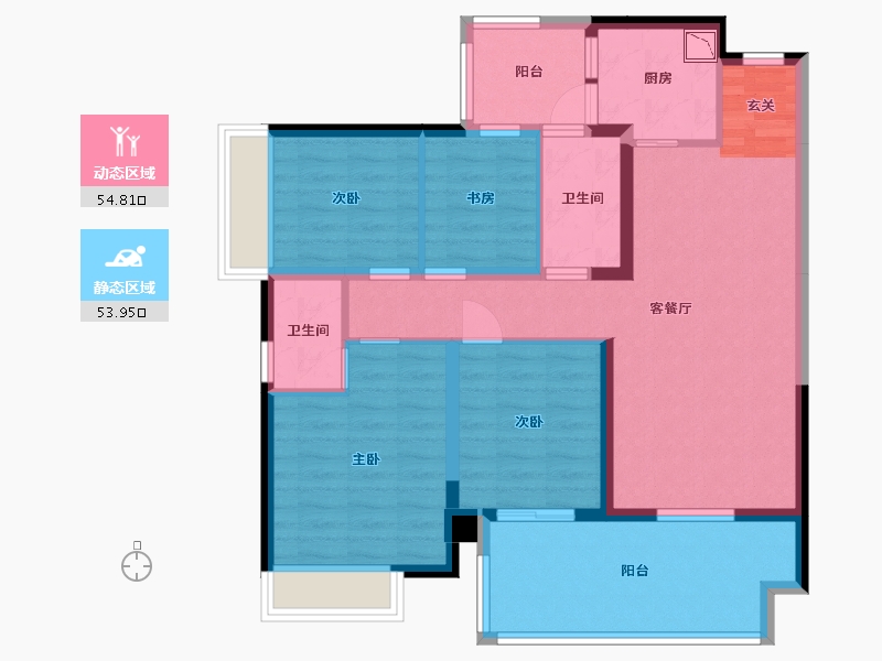 广西壮族自治区-南宁市-华夏院子.璞院-96.33-户型库-动静分区