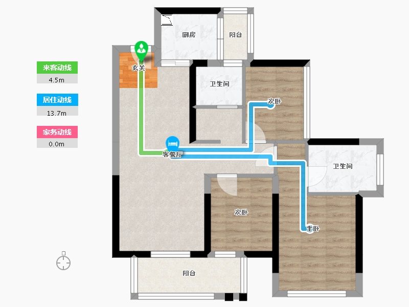 广西壮族自治区-南宁市-天健和府-72.71-户型库-动静线