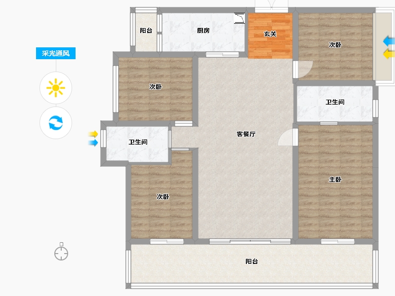 广西壮族自治区-南宁市-阳光城江山�Z原-127.34-户型库-采光通风