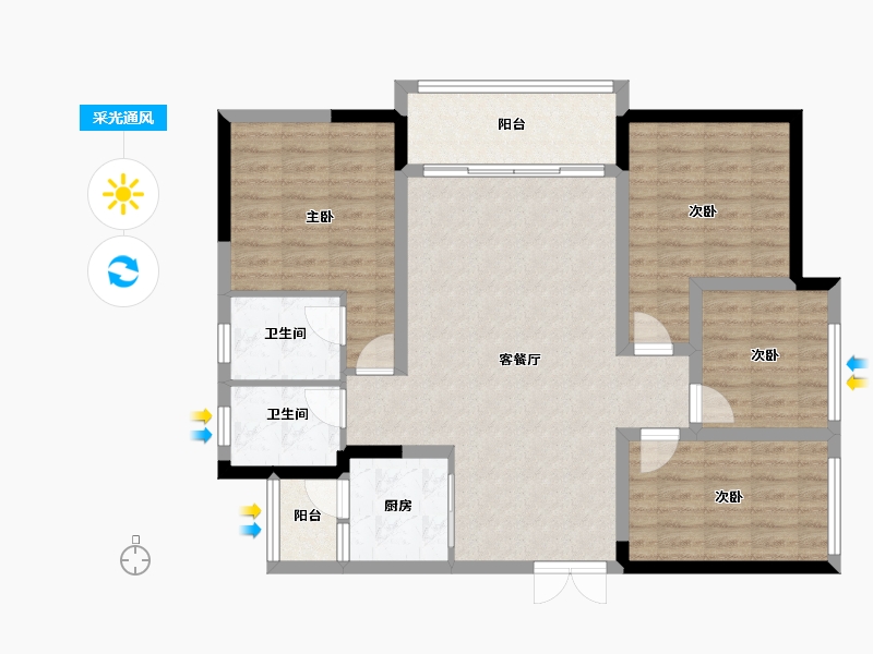 四川省-遂宁市-维卡・国际公馆-101.05-户型库-采光通风