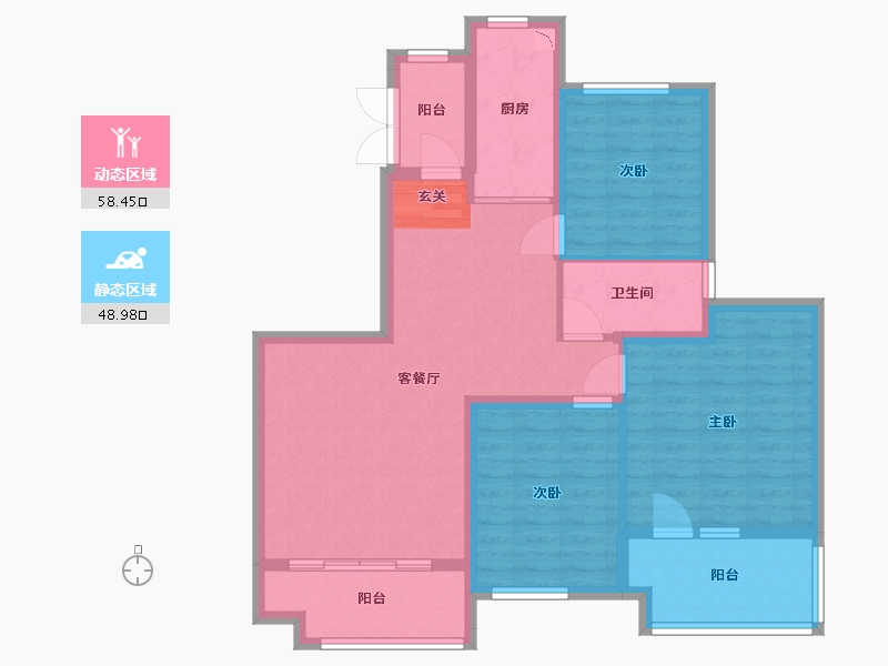 山东省-青岛市-恒大・丁字湾世纪文化城-96.00-户型库-动静分区