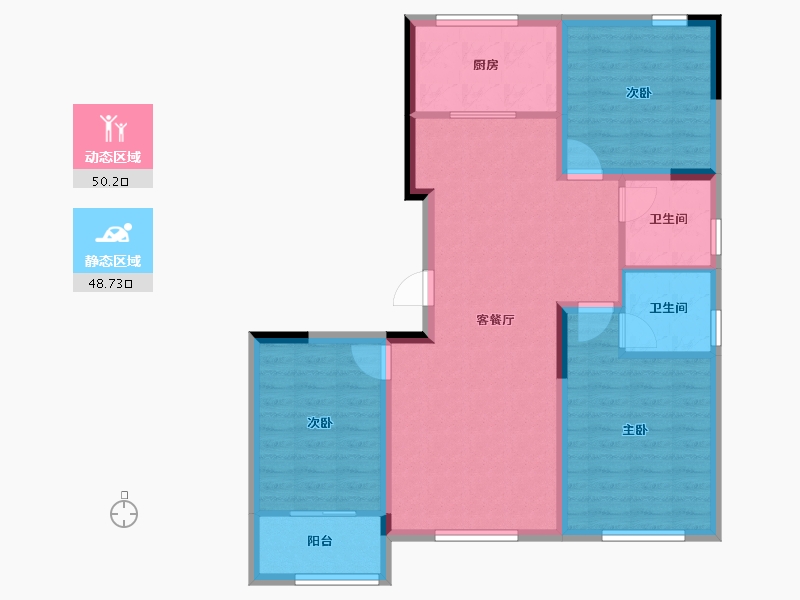 山东省-潍坊市-诸城舜威天镜-88.81-户型库-动静分区