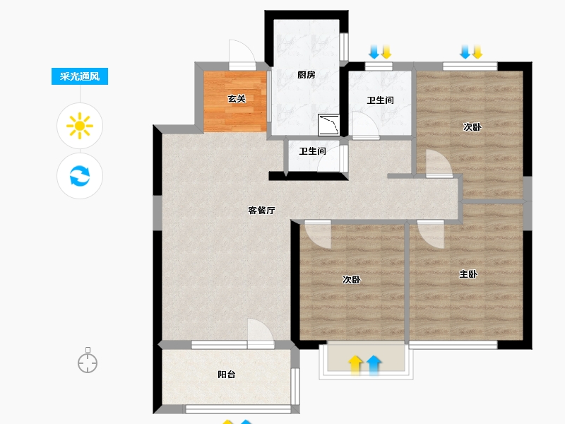 山东省-青岛市-龙湖春江天境-79.20-户型库-采光通风