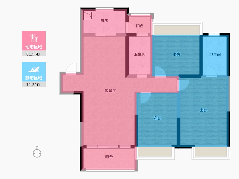 江苏省-徐州市-珍宝岛熙悦府-99.69-户型库-动静分区