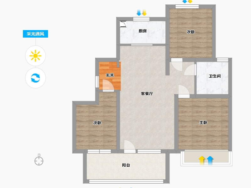 山东省-青岛市-佳兆业・悦峰-76.80-户型库-采光通风