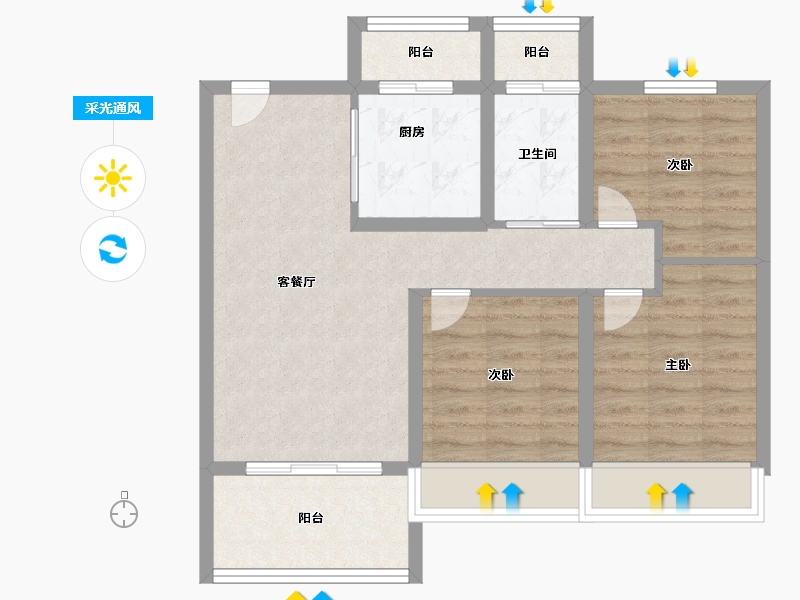 山东省-烟台市-大栖地-71.00-户型库-采光通风