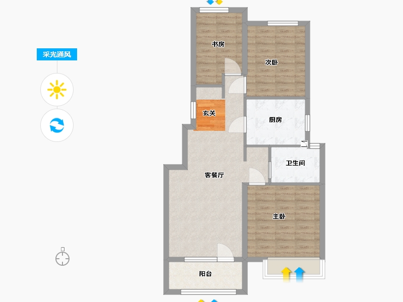 辽宁省-大连市-中海・牧�山-76.00-户型库-采光通风