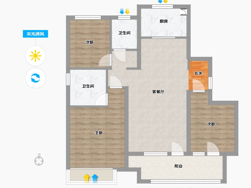 山东省-青岛市-佳兆业・悦峰-87.20-户型库-采光通风