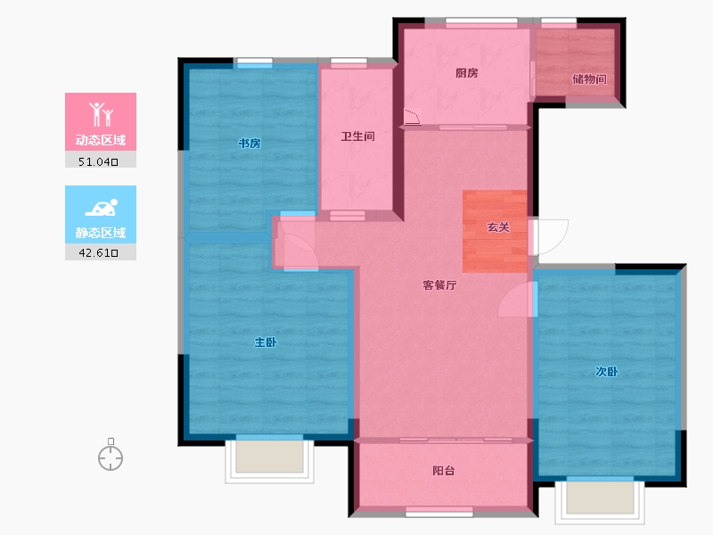 山东省-青岛市-仙山花园-83.66-户型库-动静分区