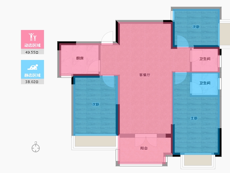 湖北省-襄阳市-连山鼎府-78.25-户型库-动静分区