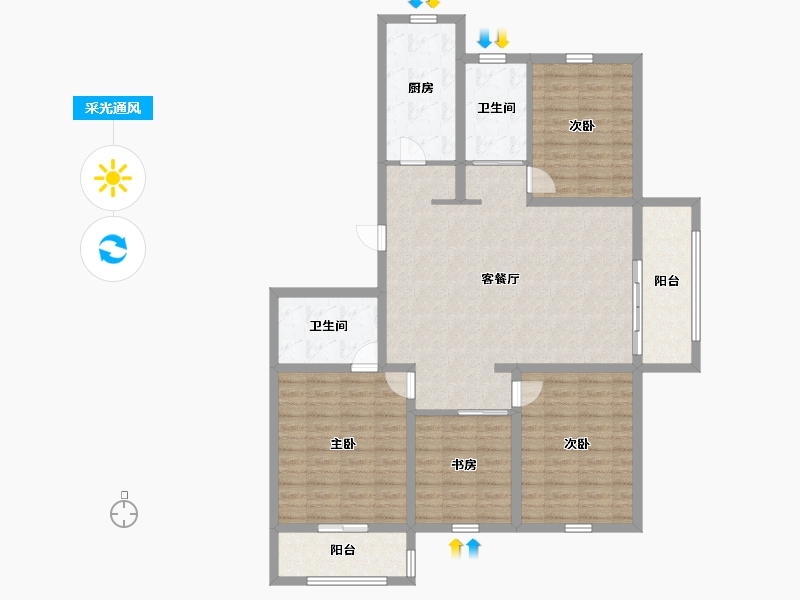 山东省-烟台市-汤泉世家一期-122.00-户型库-采光通风