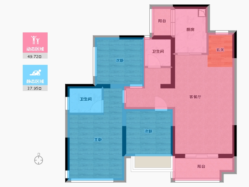 四川省-宜宾市-正黄・翡翠堂-77.12-户型库-动静分区