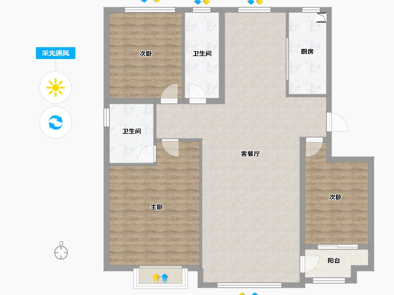 山东省-滨州市-香驰喜苑-129.99-户型库-采光通风