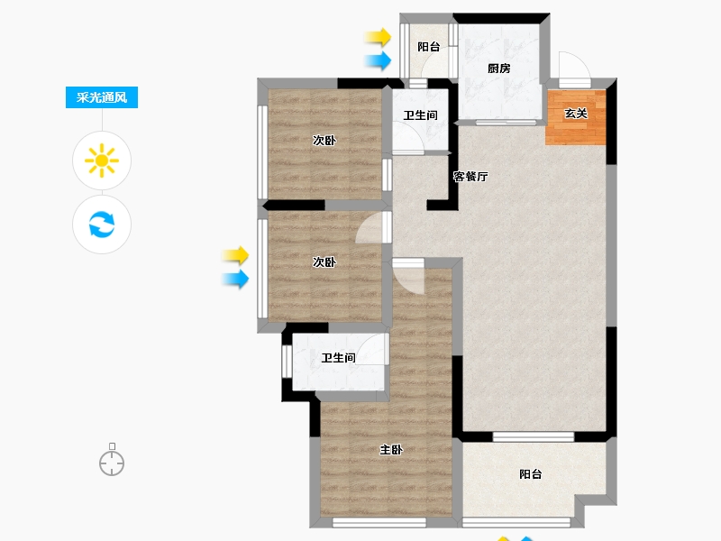 四川省-宜宾市-正黄・翡翠堂-81.78-户型库-采光通风