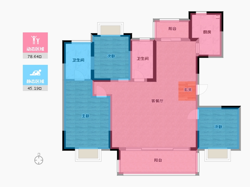 江苏省-南通市-水岸观澜苑-111.20-户型库-动静分区