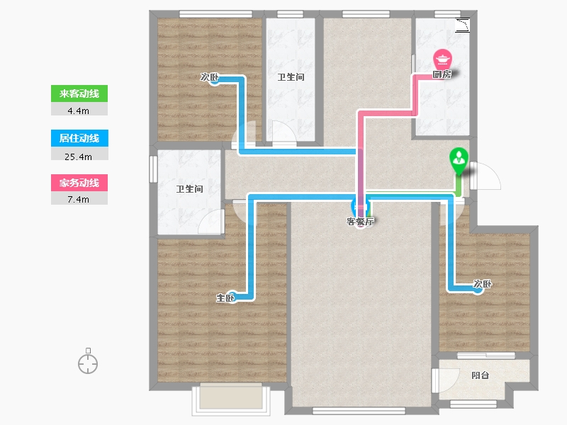 山东省-滨州市-香驰喜苑-129.99-户型库-动静线